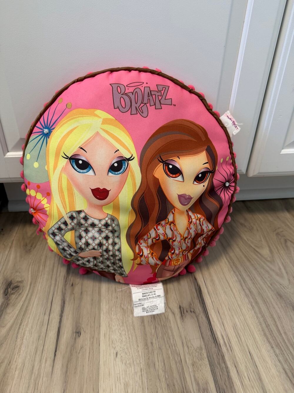 Bratz 12" Round Throw Pillow With Fringe and Rhinestones Cloe Yasmin